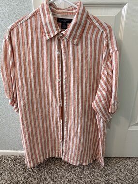 Banana Republic Striped Linen Button-Up Shirt - like new